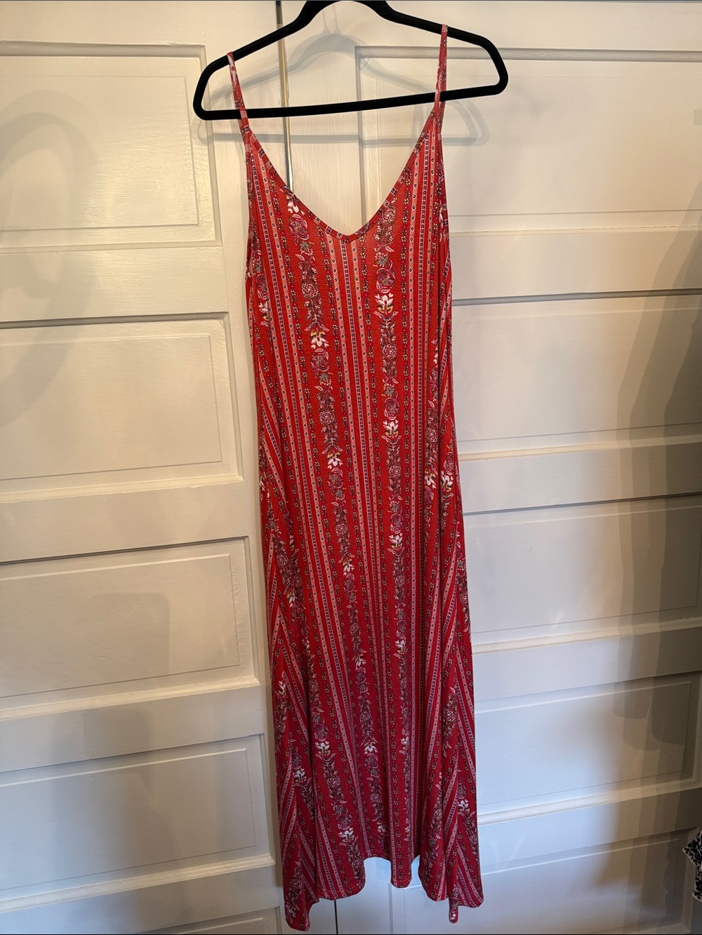 Boho Santa Fe ditzy Floral Maxi Dress Pockets Stretch Rayon NImi K  L
